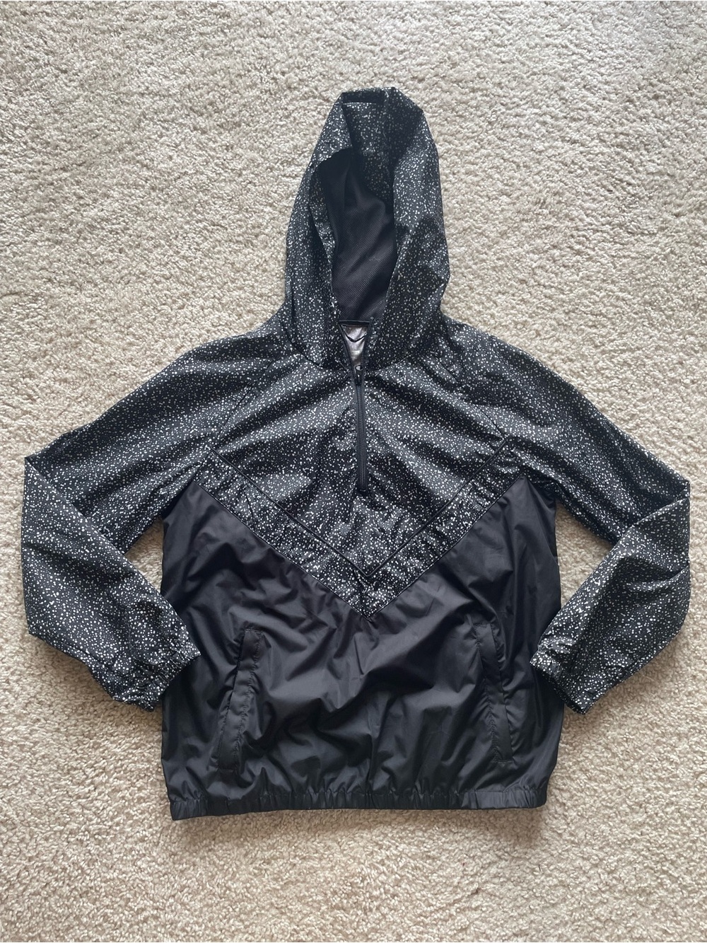 Xersion Black Speckled Hooded Utility Jacket